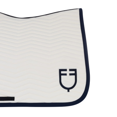 Sottosella da dressage Equestro trapuntato Wave in tessuto tecnico Bianco antico / blu navy blazer