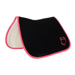 Sottosella da dressage Equestro trapuntato Wave in tessuto tecnico Nero / caprifoglio