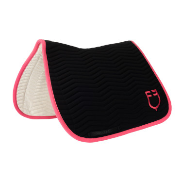 Sottosella da dressage Equestro trapuntato Wave in tessuto tecnico Nero / caprifoglio