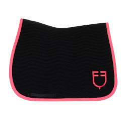 Sottosella da dressage Equestro trapuntato Wave in tessuto tecnico Nero / caprifoglio