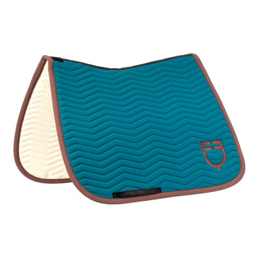 Sottosella da dressage Equestro trapuntato Wave in tessuto tecnico Blu corallo / marrone