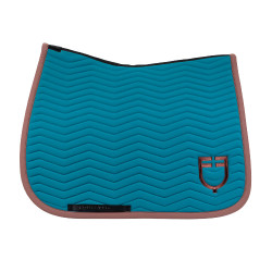 Sottosella da dressage Equestro trapuntato Wave in tessuto tecnico Blu corallo / marrone