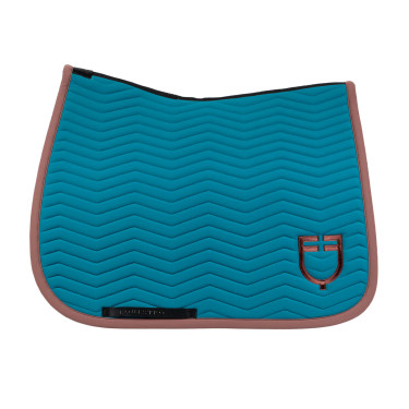 Sottosella da dressage Equestro trapuntato Wave in tessuto tecnico Blu corallo / marrone