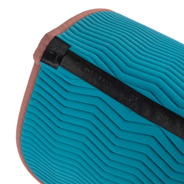 Sottosella da dressage Equestro trapuntato Wave in tessuto tecnico Blu corallo / marrone