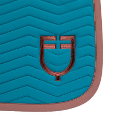 Sottosella da dressage Equestro trapuntato Wave in tessuto tecnico Blu corallo / marrone