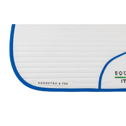 Sottosella da dressage Equestro x FISE con logo ricamato Bianco / blu di Savoia