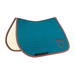 Sottosella da salto Equestro trapuntato Wave in tessuto tecnico Cordone blu / marrone