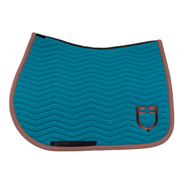 Sottosella da salto Equestro trapuntato Wave in tessuto tecnico Cordone blu / marrone