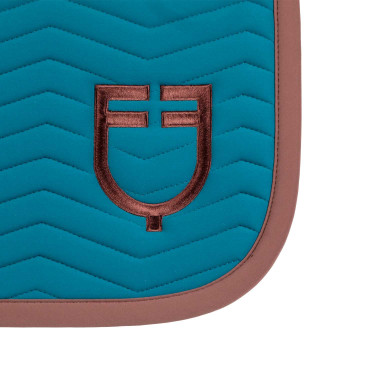 Sottosella da salto Equestro trapuntato Wave in tessuto tecnico Cordone blu / marrone