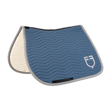 Sottosella da salto Equestro trapuntato Wave in tessuto tecnico Mare di Bering / grigio ghiacciato Blu