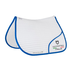 Sottosella da salto Equestro x FISE con logo ricamato Bianco / blu di Savoia
