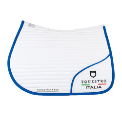 Sottosella da salto Equestro x FISE con logo ricamato Bianco / blu di Savoia