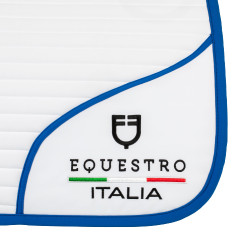 Sottosella da salto Equestro x FISE con logo ricamato Bianco / blu di Savoia
