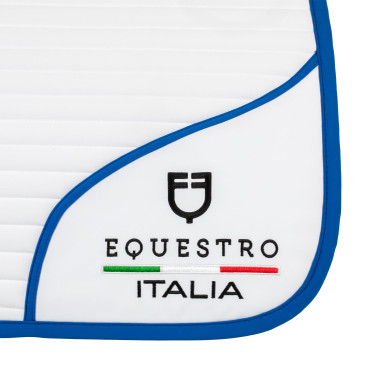 Sottosella da salto Equestro x FISE con logo ricamato Bianco / blu di Savoia