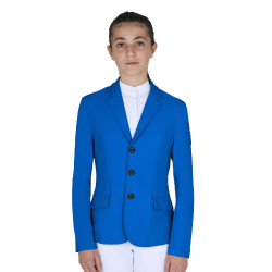 Giacca da concorso bambino Equestro taglio slim tre bottoni Quarzo blu