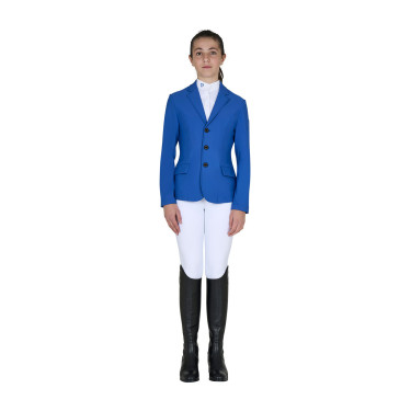Giacca da concorso bambino Equestro taglio slim tre bottoni Quarzo blu