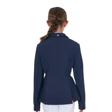 Giacca da concorso unisex per bambini Equestro x FISE tre bottoni Blazer marine Blu marino