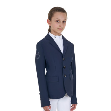 Giacca da concorso unisex per bambini Equestro x FISE tre bottoni Blazer marine Blu marino