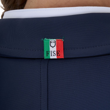 Giacca da concorso unisex per bambini Equestro x FISE tre bottoni Blazer marine Blu marino