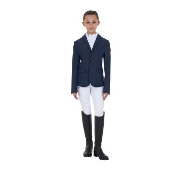 Giacca da concorso unisex per bambini Equestro x FISE tre bottoni Blazer marine Blu marino