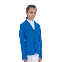 Giacca da concorso unisex per bambini Equestro x FISE tre bottoni Blu di Savoia