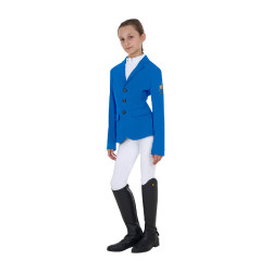 Giacca da concorso unisex per bambini Equestro x FISE tre bottoni Blu di Savoia