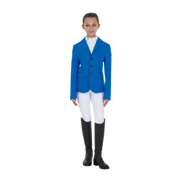 Giacca da concorso unisex per bambini Equestro x FISE tre bottoni Blu di Savoia