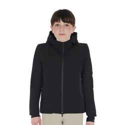Giacca unisex da bambino Equestro in nylon impermeabile e antivento Nero