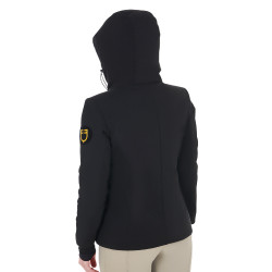 Giacca unisex da bambino Equestro in nylon impermeabile e antivento Nero