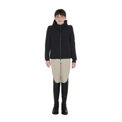 Giacca unisex da bambino Equestro in nylon impermeabile e antivento Nero
