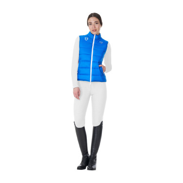 Gilet da donna senza maniche Equestro x FISE taglio slim Blu di Savoia