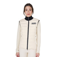 Gilet da donna senza maniche Equestro con zip in tessuto tecnico misto Bianco antico Beige Gilet da donna senza maniche Equestro con zip in tessuto tecnico misto Bianco antico Beige