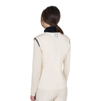 Gilet da donna senza maniche Equestro con zip in tessuto tecnico misto Bianco antico Beige Gilet da donna senza maniche Equestro con zip in tessuto tecnico misto Bianco antico Beige