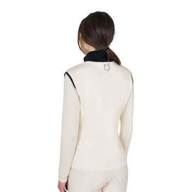 Gilet da donna senza maniche Equestro con zip in tessuto tecnico misto Bianco antico Beige