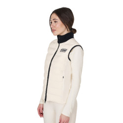 Gilet da donna senza maniche Equestro con zip in tessuto tecnico misto Bianco antico Beige