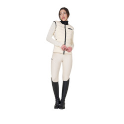 Gilet da donna senza maniche Equestro con zip in tessuto tecnico misto Bianco antico Beige