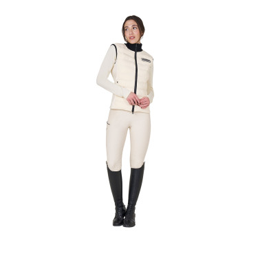 Gilet da donna senza maniche Equestro con zip in tessuto tecnico misto Bianco antico Beige