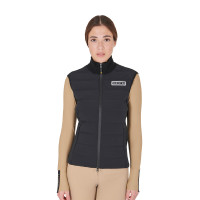 Gilet da donna senza maniche Equestro con zip in tessuto tecnico misto Nero