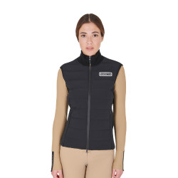 Gilet da donna senza maniche Equestro con zip in tessuto tecnico misto Nero