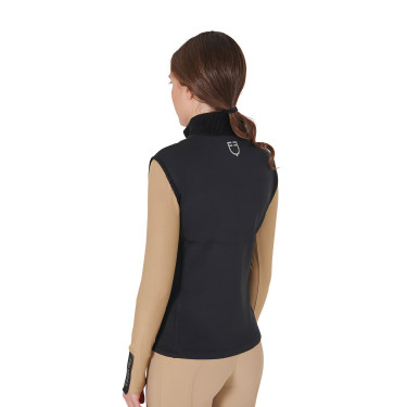 Gilet da donna senza maniche Equestro con zip in tessuto tecnico misto Nero