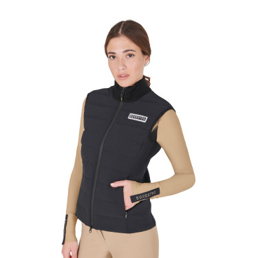 Gilet da donna senza maniche Equestro con zip in tessuto tecnico misto Nero