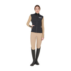 Gilet da donna senza maniche Equestro con zip in tessuto tecnico misto Nero