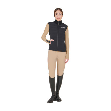Gilet da donna senza maniche Equestro con zip in tessuto tecnico misto Nero