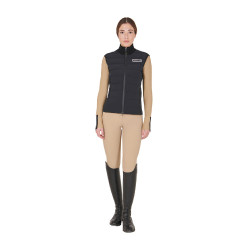 Gilet da donna senza maniche Equestro con zip in tessuto tecnico misto Nero