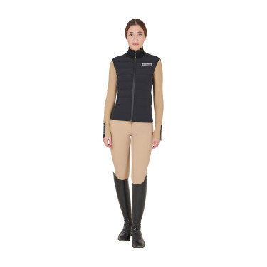 Gilet da donna senza maniche Equestro con zip in tessuto tecnico misto Nero