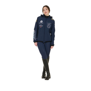 Giacca softshell Equestro New Style multilogo Blazer marine Blu marino