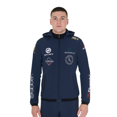Giacca softshell da uomo Equestro New Style Multilogo Blazer marine Blu marino