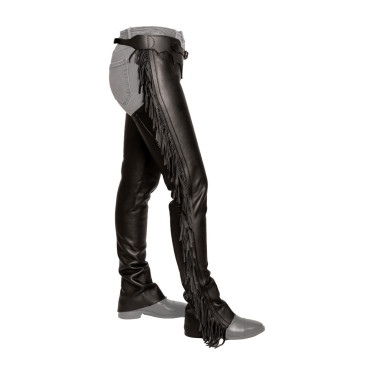 Chaps lunghe Dy'on in pelle artificiale con frange Nero