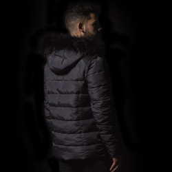 Herrenparka QUEBEC Flags & Cup Grigio mélange / nero