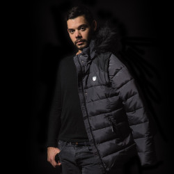 Herrenparka QUEBEC Flags & Cup Grigio mélange / nero